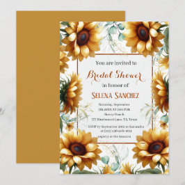 Invitación Sunflowers Eucalyptus Floral Bridal Bridal Shower