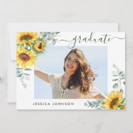 Invitación Sunflowers Eucalyptus PHOTO Graduation Party