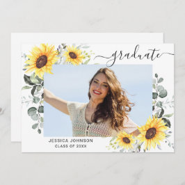 Invitación Sunflowers Eucalyptus PHOTO Graduation Party
