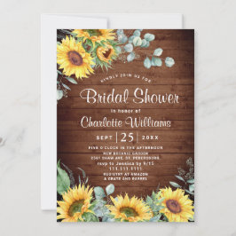 Invitación Sunflowers Eucalyptus Watercolor Bridal Shower