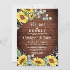 Invitación Sunflowers Eucalyptus Watercolor Brunch & Bubbly