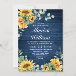 Invitación Sunflowers Eucalyptus Watercolor Rustic Boda