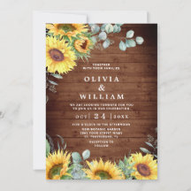 Sunflowers Eucalyptus Watercolor Rustic Boda