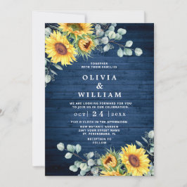 Invitación Sunflowers Eucalyptus Watercolor Rustic Boda