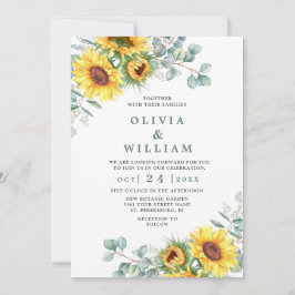 Invitación Sunflowers Eucalyptus Watercolor Rustic Boda