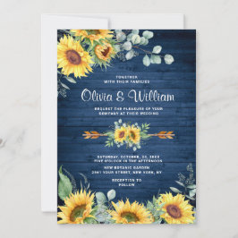 Invitación Sunflowers Eucalyptus Watercolor Rustic Boda