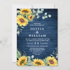 Invitación Sunflowers Eucalyptus Watercolor Rustic Boda