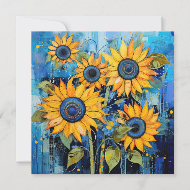 Invitación Sunflowers Flores Flores Flores Diseño de medios m (Anverso)