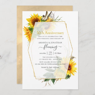 Invitación Sunflowers Geometric 50º Aniversario Boda