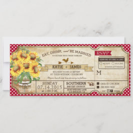 Invitación Sunflowers Gingham Check Country Picnic Boda