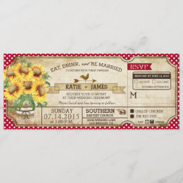 Invitación Sunflowers Gingham Check Country Picnic Boda