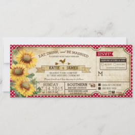 Invitación Sunflowers Gingham Check Country Picnic Boda