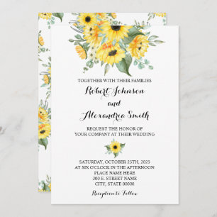 Invitación Sunflowers Greenery Boda Country Moda