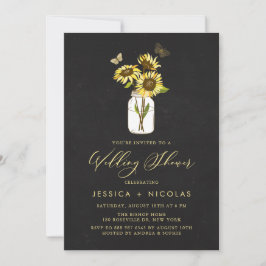 Invitación Sunflowers in Mason Jar Chalkboard Wedding Shower
