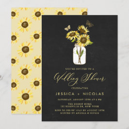 Invitación Sunflowers in Mason Jar Chalkboard Wedding Shower