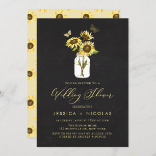 Invitación Sunflowers in Mason Jar Chalkboard Wedding Shower