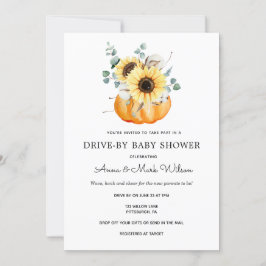 Invitación Sunflowers in Pumpkins Autumt Drive by Baby Shower