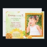 Invitación Sunflowers Kids Birthday Fiesta Photo<br><div class="desc">Hermosos girasoles encantadores y extravagantes ilustrados en las invitaciones a la fiesta de cumpleaños del personalizado. La foto única invita a una fiesta de cumpleaños de primavera o verano, y todo el texto y la foto de muestra se pueden personalizar completamente con su propia redacción e imagen. También puede cambiar...</div>