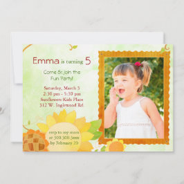 Invitación Sunflowers Kids Birthday Fiesta Photo