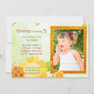 Invitación Sunflowers Kids Birthday Fiesta Photo