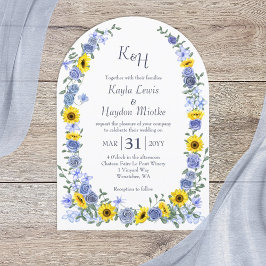 Invitación Sunflowers & Light Blue Rosa Garden Wedding Arches