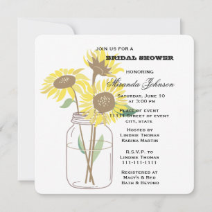 Invitación Sunflowers Mason Jar Bridal Shower