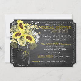 Invitación Sunflowers Mason Jar Chalkboard Bridal Shower