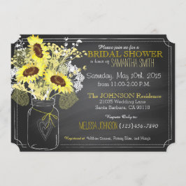 Invitación Sunflowers Mason Jar Chalkboard Bridal Shower