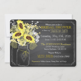 Invitación Sunflowers Mason Jar Chalkboard Bridal Shower
