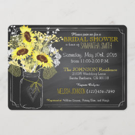Invitación Sunflowers Mason Jar Chalkboard Bridal Shower