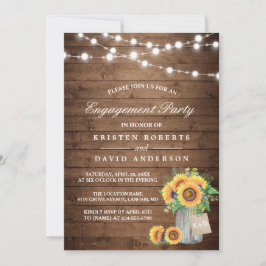 Invitación Sunflowers Mason Jar Rustic Wood Engagement Party
