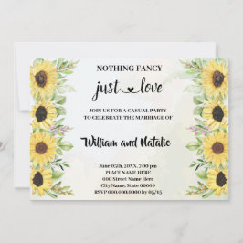 Invitación Sunflowers Nothing Fancy just Love Elopement