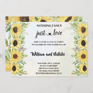 Invitación Sunflowers Nothing Fancy just Love Elopement
