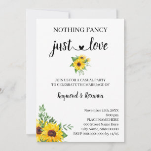 Invitación Sunflowers Nothing Fancy just Love Elopement