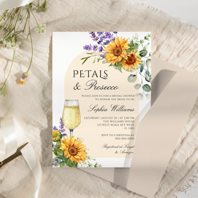 Invitación Sunflowers Petales Arch & Prosecco Bridal Shower (Subido por el creador)