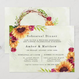 Invitación Sunflowers Primavera Ensayo Floral Rosa Cena