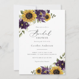 Invitación Sunflowers Purple Floral Rusal Bridal Shower