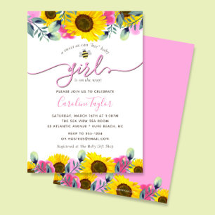 Invitación Sunflowers Rosa Rosa Rosa Rosa Sweet Bee Chica Bab