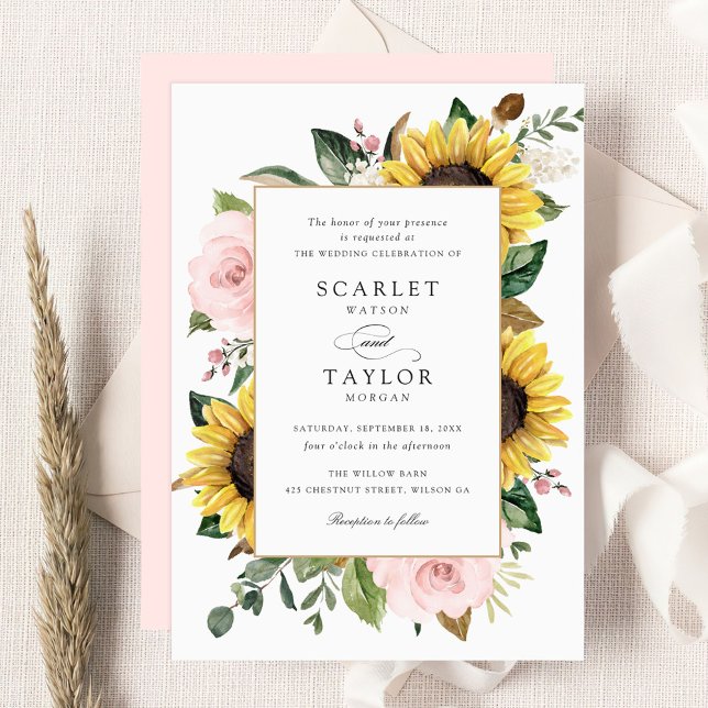 Invitación Sunflowers Rubor Boda de Flores Rosa (Subido por el creador)
