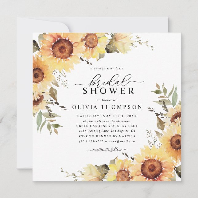 Invitación Sunflowers Russt Fall Floral Boho Bridal Shower (Anverso)