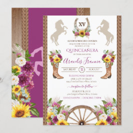 Invitación Sunflowers Rustic Charro Quinceanera Invita