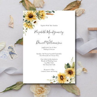 Invitación Sunflowers Rustic Farmhouse Elegant Formal Wedding