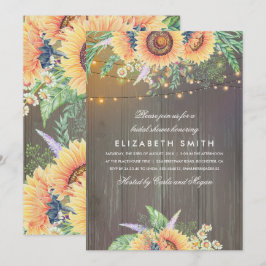 Invitación Sunflowers Rustic String ilumina la ducha de novia
