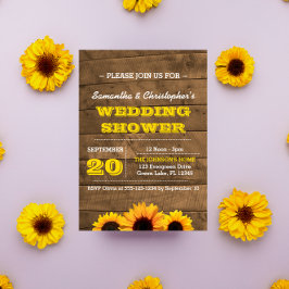 Invitación Sunflowers & Rustic Wood Bridal Shower