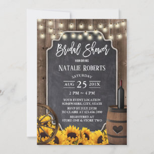 Invitación Sunflowers Rústica Wine Barrel Barn Bridal Shower
