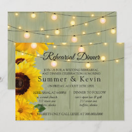 Invitación Sunflowers Sage Wood Lights Ensayo Cena