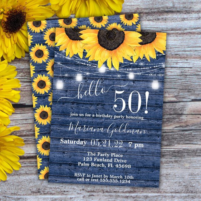 Invitación Sunflowers String ilumina la fiesta de cumpleaños  (Subido por el creador)