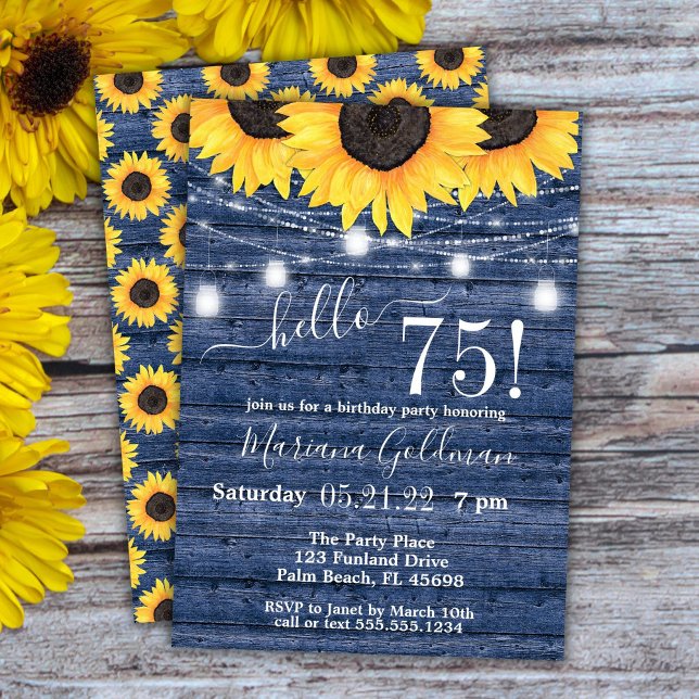 Invitación Sunflowers String ilumina la fiesta de cumpleaños  (Subido por el creador)