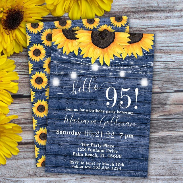 Invitación Sunflowers String ilumina la fiesta de cumpleaños  (Subido por el creador)