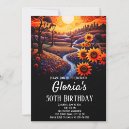 Invitación Sunflowers Sunset 50th Birthday Party (o cualquier